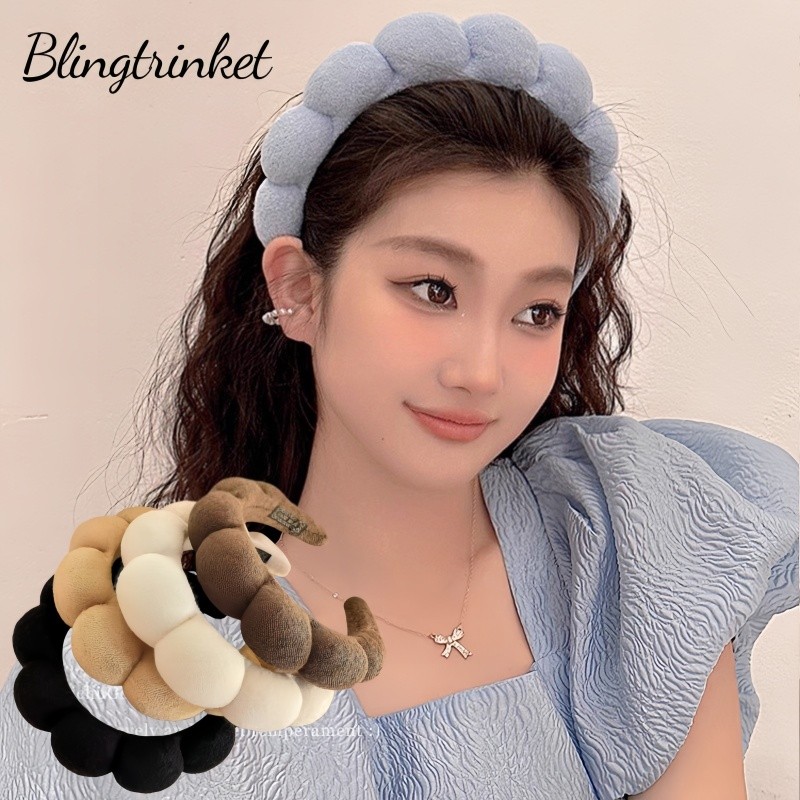 Bling Trinket🎐ที่คาดผมฟองน้ำ  ที่คาดผมแบบเรียบง่าย  ทรงเมฆ  ป้องกันการลื่นไถลขณะล้างหน้า  ไม่รัดผม