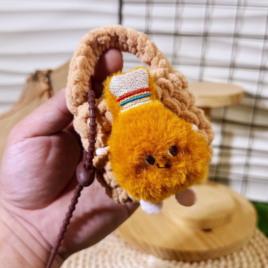 พวงกุญแจจี้กระเป๋าใส่เหรียญกระเป๋าใส่เหรียญ French Fries Plush ขาไก่การ์ตูน Toast Burger หูฟังกระเป๋าน่ารัก - รูปที่ 6