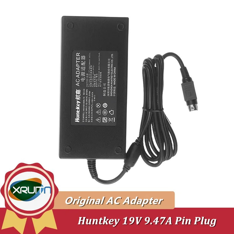Huntkey HKA ของแท้18019095-7A 19V 9.47A 180W 4PIN DIN แล็ปท็อป AC Adapter Charger สําหรับโปรเจคเตอร์