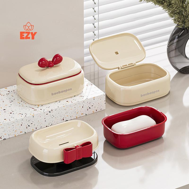 EZY จานสบู่รั่วพร้อมฝาปิดและชั้นระบายน้ํา, Travel Bar ที่วางสบู่คอนเทนเนอร์, ขนาดพกพาอุปกรณ์อาบน้ํา 