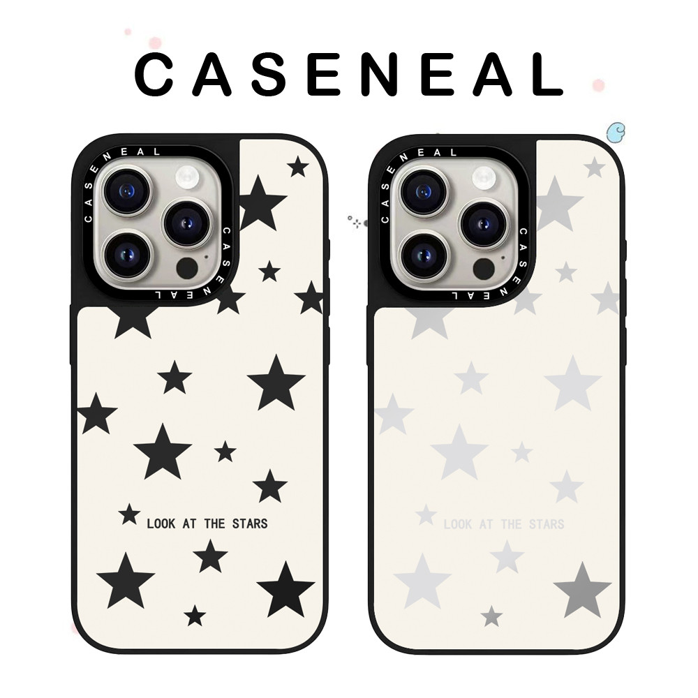 CASENEAL ดูที่ดาว กระจกเคสโทรศัพท์โปร่งใสเหมาะสําหรับ iPhone 17ProMax 17pro 17 air 16promax 16 15promax 15 14promax 13 13promax แฟชั่น Anti Drop Hard Case