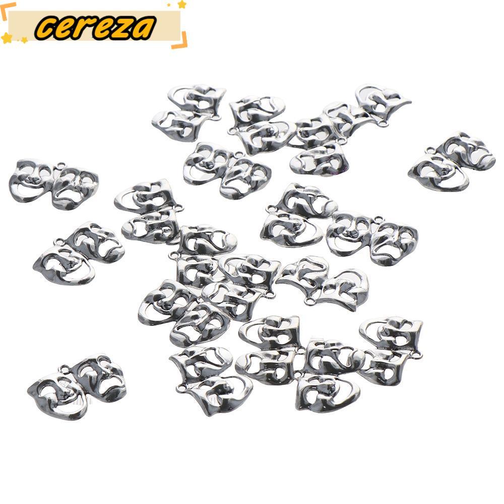 CEREZA 20 ชิ้น Happy Sad Charms ทำจากโลหะผสมแบบเรโทร คอมيديและตรากยโควดี้ พร้อมใช้งานในการทำเครื่องป