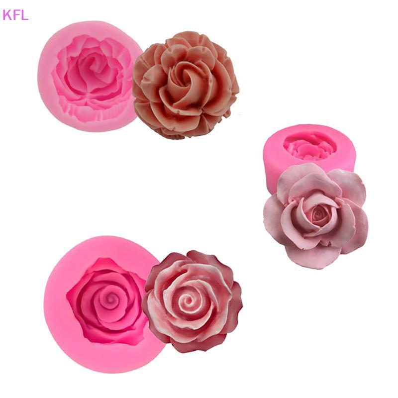 (KFL) 3D ดอกไม้ Rose รูปร่างซิลิโคน Fondant สบู่เค้กแม่พิมพ์ Cupcake เบเกอรี่เครื่องมือขายร้อน