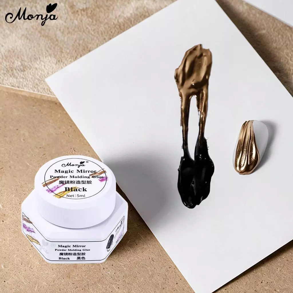 Monja UV Gel 3D 5ml สีดํา สําหรับผงกระจก thumbnail 5
