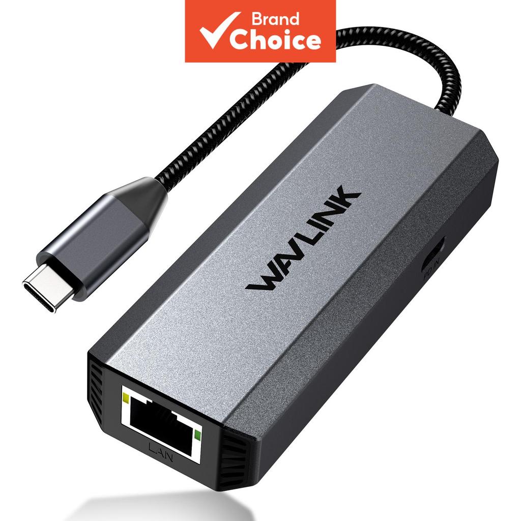 อะแดปเตอร์ USB-C เป็น Ethernet ความเร็ว 2.5 Gbps ของ WAVLINK หัวเชื่อมต่อ RJ45 รองรับการชาร์จผ่านพอร์ต PD 95W ใช้งานได้กับ Windows/Mac OS/iOS/Linux/Chrome OS