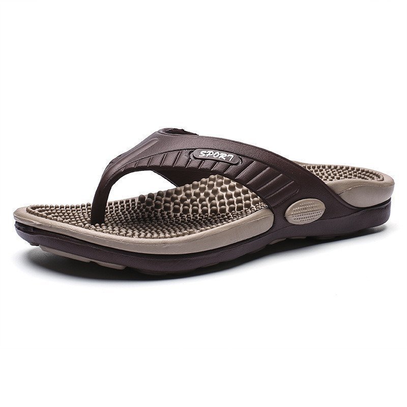 TZWG แฟชั่น Flip-Flops ผู้ชาย Flat-Soled บ้านกลางแจ้งสวมใส่รองเท้าแตะผู้ชายกลางแจ้ง Anti-Slip รองเท้าชายหาด San