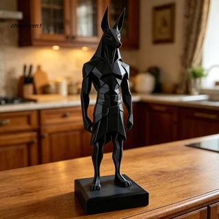 CHEER Anubis เครื่องประดับ Minimalist Anubis ตกแต่ง 3d พิมพ์ Anubis รูปปั้นตกแต่งโต๊ะ – สีดําด้าน Minimalist Low-poly Design ฐานสี่เหลี่ยมมั่นคงเหมาะสําหรับโฮมออฟฟิศ Study