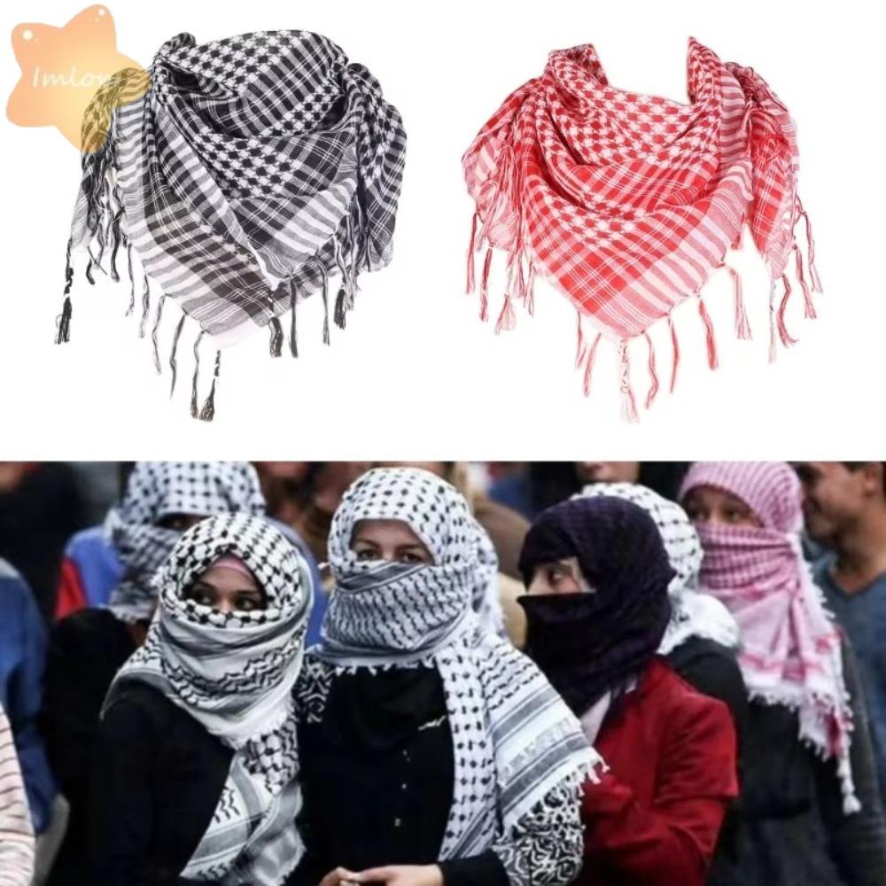 IMLON อาหรับ Shemagh Headscarf, พู่หัวขนาดใหญ่ผ้าพันคอคอ, เครื่องแต่งกายผ้าพันคอทะเลทรายสําหรับผู้ชายผู้หญิง