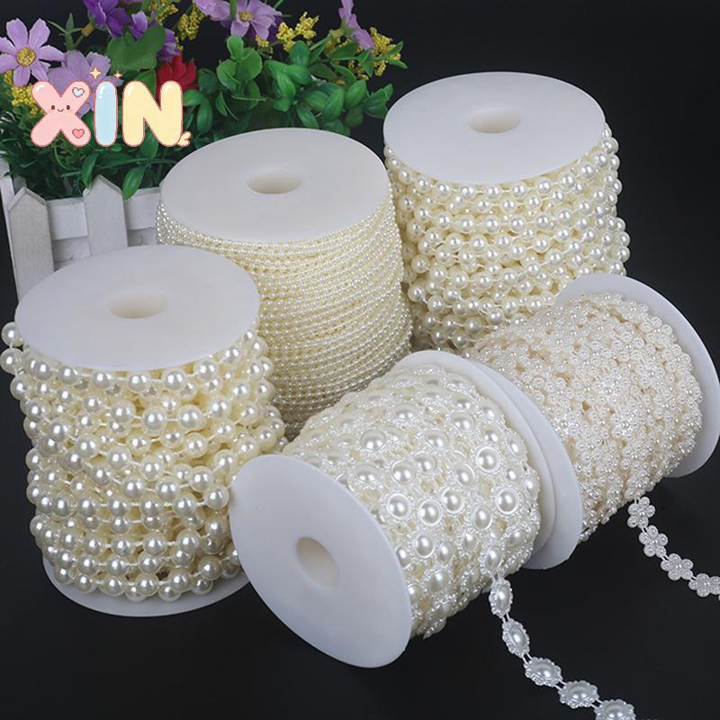 ^N^ เชือกลูกปัดมุกกลม ABS DIY อุปกรณ์งานฝีมือเครื่องประดับตกแต่งชุดแต่งงาน