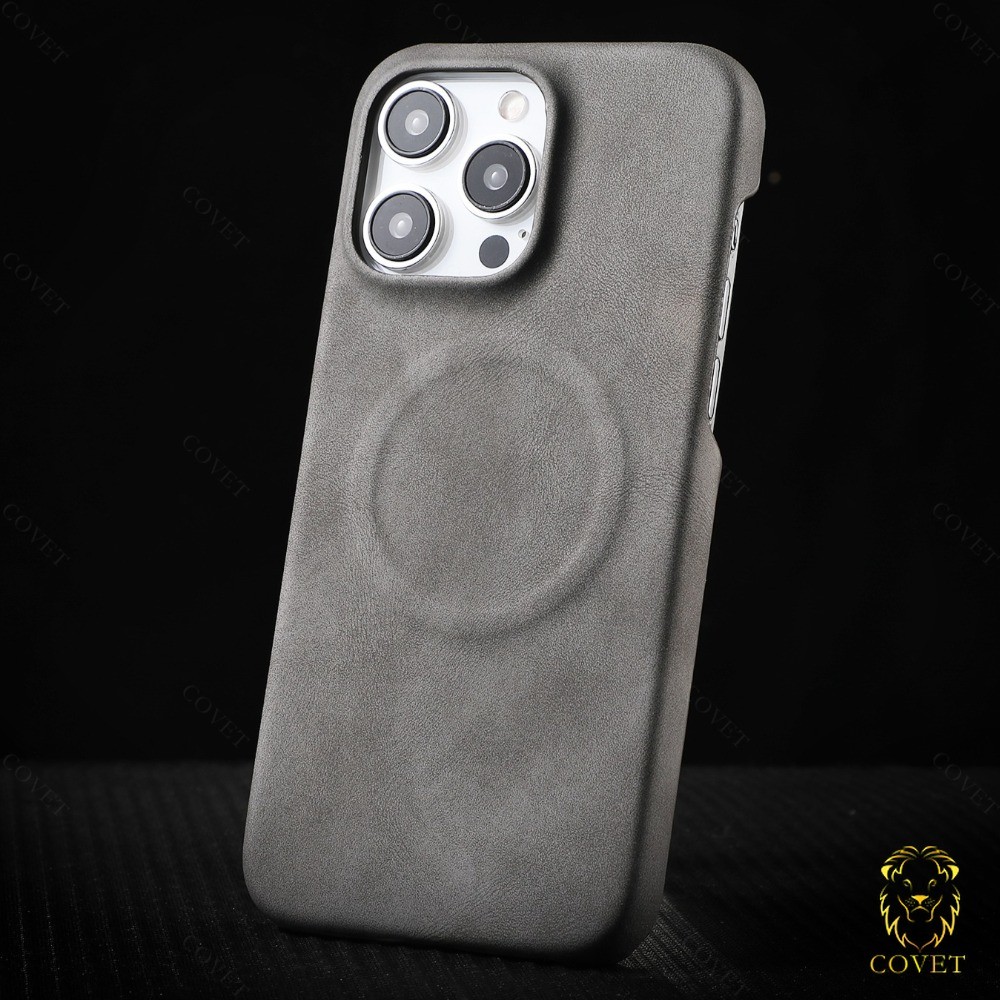 COVET เคสหนังวินเทจแม่เหล็กเข้ากันได้สําหรับ IPhone 17 16 15 14 13 12 Pro Max พร้อมการออกแบบป้องกันลายนิ้วมือและเพรียวบาง