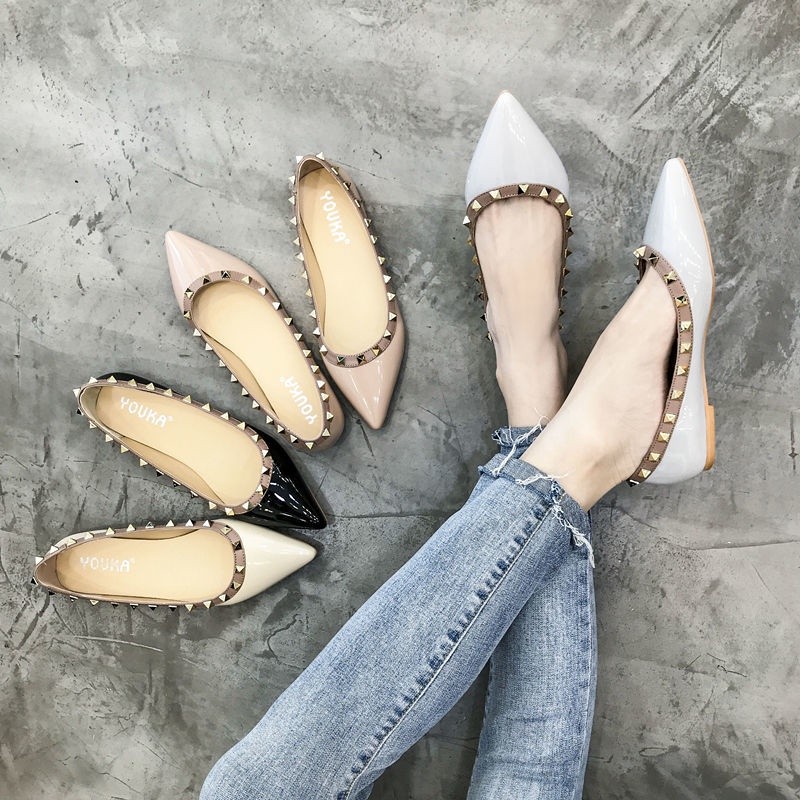 DE9 Ready StockWomens Flat Shoes Soft Soled Pointed Flat Shoes-Princess Shoes