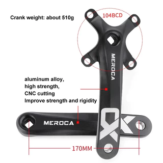 MEROCA จักรยาน Crank Chainwheel 104BCD MTB จักรยาน Crankset อลูมิเนียมอัลลอยด์ด้านล่าง 170 มม.