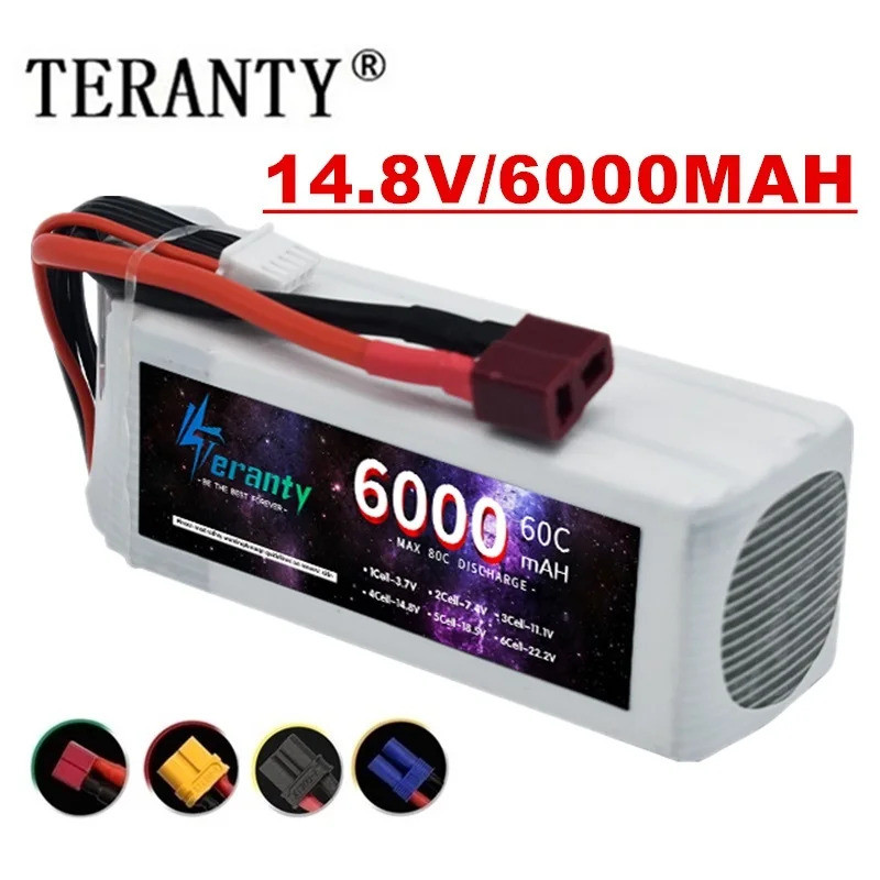 6000mAh Lipo 14.8V แบตเตอรี่ 4S 6000mah พร้อม Deeans T/XT60/TRX/EC5 Connector สําหรับ RC เครื่องบินเ