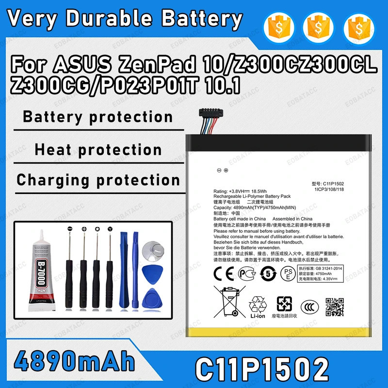 4890mAh 100% ใหม่ C11P1502 แบตเตอรี่สําหรับ ASUS ZenPad 10/Z300CZ300CL เปลี่ยน Bateria + เครื่องมือฟ