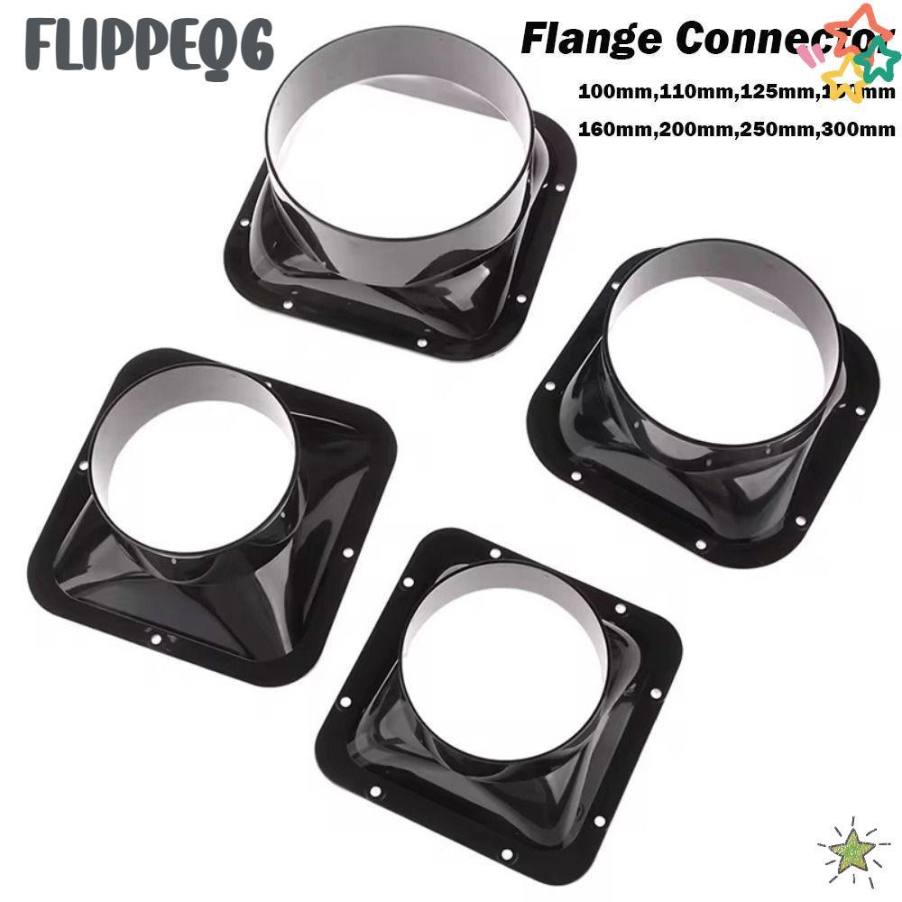 FLIPPEQ6 ขั้วต่อหน้าแปลนผนัง, สีดํา 100-300 มม. ข้อต่อท่อระบายอากาศ, อุปกรณ์เสริมในครัวเรือน การเชื่อมต่อท่ออากาศ ABS ท่อระบายอากาศ