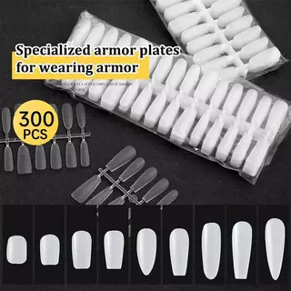 ขบวน 300 ชิ้น/ถุงเล็บปลอมเคล็ดลับ Matte Coverage โปร่งใสเล็บปลอมเคล็ดลับเล็บเจล Extension Diy ฝึกเครื่องมือ TH