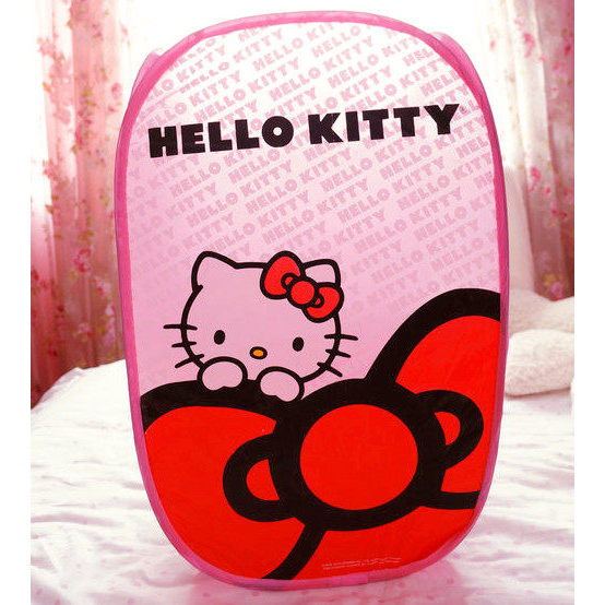 Hello Kitty Hello Kitty Hello Kitty Bear ตะกร้าเสื้อผ้าสกปรกแบบพับได้ ตะกร้าใส่เสื้อผ้าสกปรก ถังเก็บ