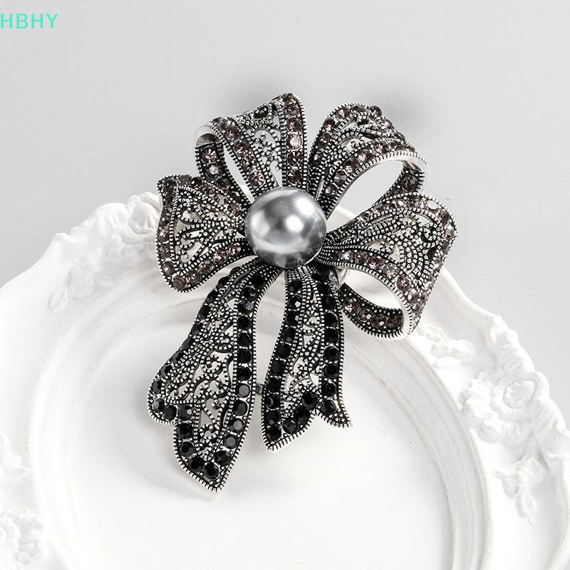 [Kacoom] Vintage Rhinestone Pearl Bowknotเข็มกลัดสําหรับผู้หญิงเสื้อผ้าCoatเครื่องประดับParty AccessriesของขวัญTH