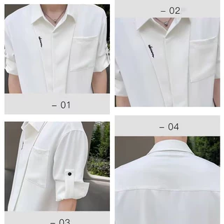 เสื้อเชิ้ตแขนสั้นผู้ชายผ้าไหมน้ําแข็งลายตารางหมากรุกขนาดเล็กระบายอากาศแห้งเร็ว นี้