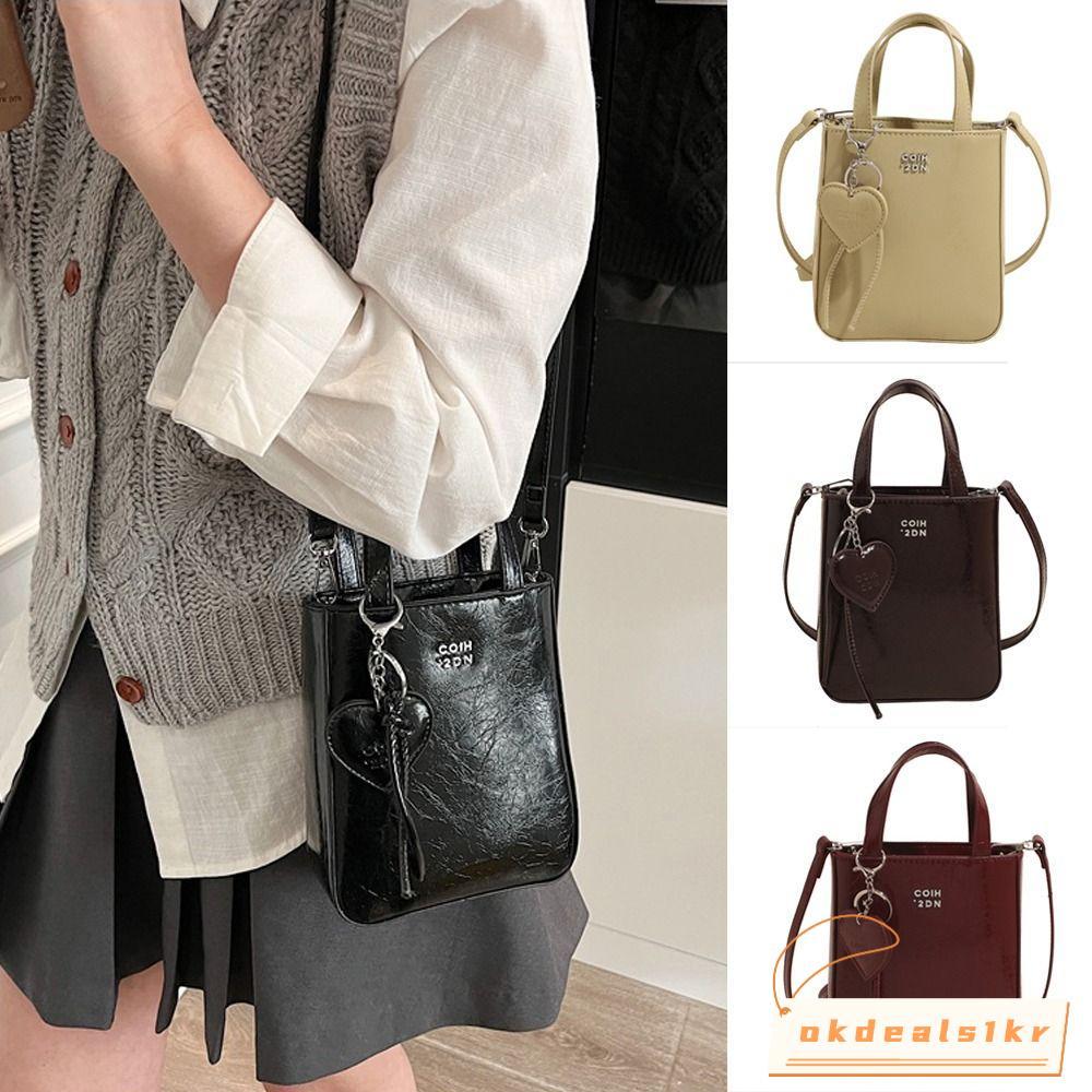 IOKDEALS1 กระเป๋าสะพาย,พร้อมจี้พวงกุญแจรักกระเป๋าสะพายข้างเก๋ๆ,กระเป๋าคุณภาพสูงหนัง Pu อเนกประสงค์อินเทรนด์สําหรับผู้หญิง