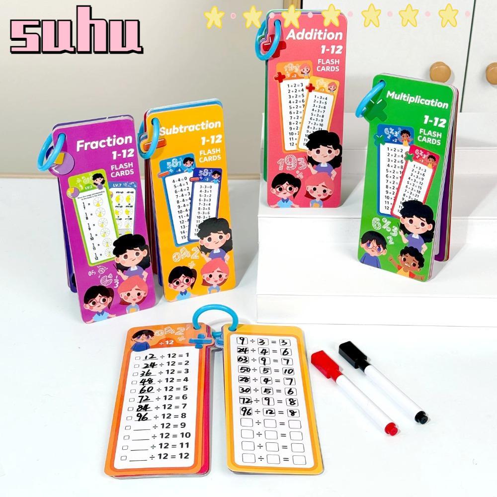 SUHUHD 15PCS การเรียนรู้ Flashcards, Erasable Practice Cards การ์ดฝึกคณิตศาสตร์, สอนนํากลับมาใช้ใหม่ได้ 15 ใบ เพิ่มตารางการ์ดช่วยสอน