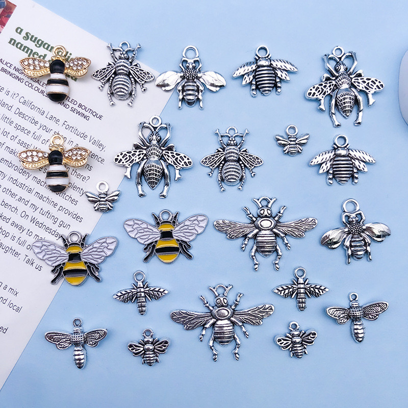 ผสม10รูปแบบน้ํามันหยดผึ้งโลหะผสมอุปกรณ์เสริมเครื่องประดับจี้แฮนด์เมดทําเองสร้อยข้อมือต่างหูผึ้งจี้วัสดุ ม0ส1