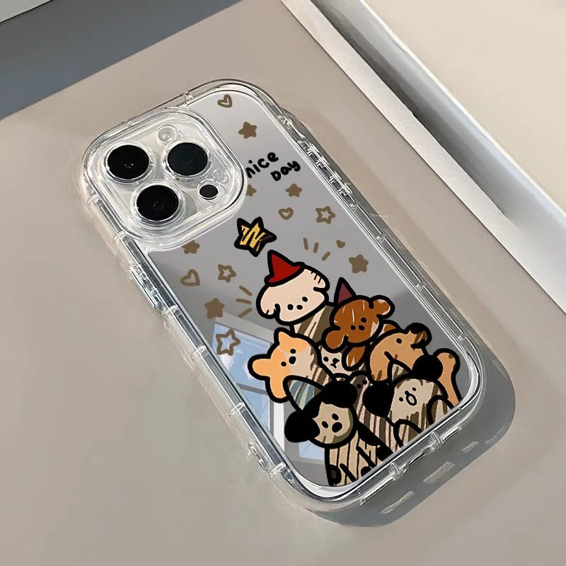 สุนัขน่ารักต้นคริสต์มาสกระจกเคสโทรศัพท์สําหรับRealme V70 V70S V23 V23i V15 V13 V11 V11S Q5X Q5 Pro Q