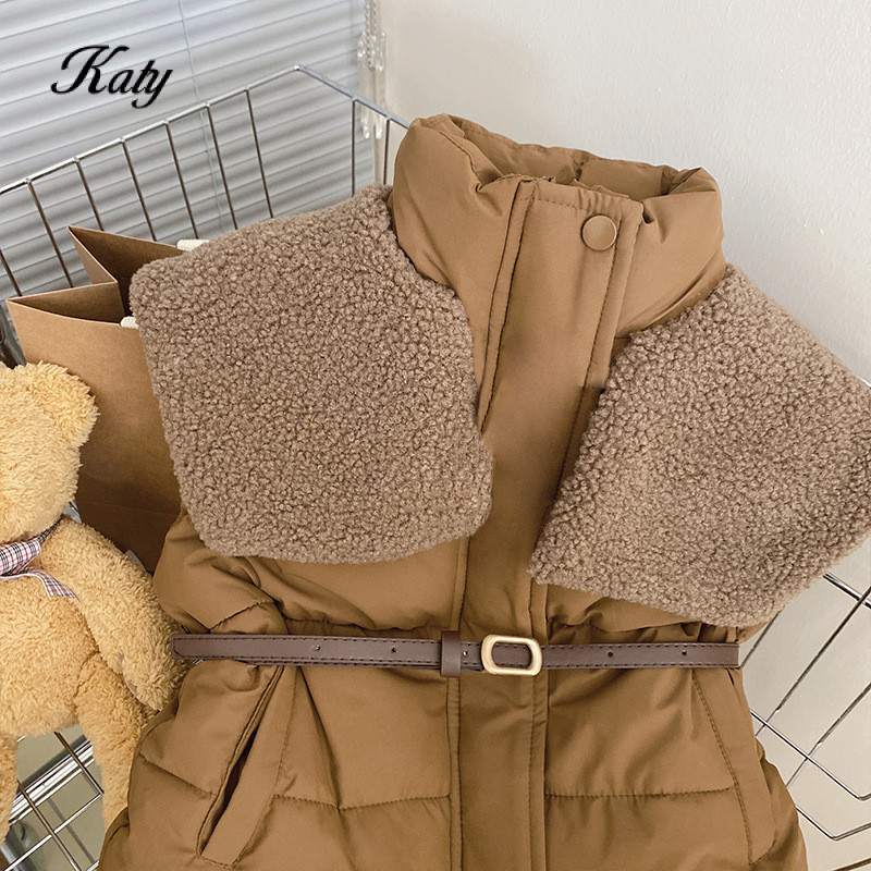 พร้อมสต็อก เกาหลีรุ่นสาวฤดูหนาวชุดเด็กผ้าฝ้ายหนาขนาดใหญ่ปกเสื้อกั๊กสั้น+คอสูงทุกการแข่งขัน จุดต่ําสุด เสื้อ+หนากางเกงบานสามชิ้นแฟชั่นสาวอบอุ่นน่ารักแฟชั่นสูทเด็กฤดูใบไม้ร่วงฤเสื้อผ้าเด็กผู้หญิง - รูปที่ 4