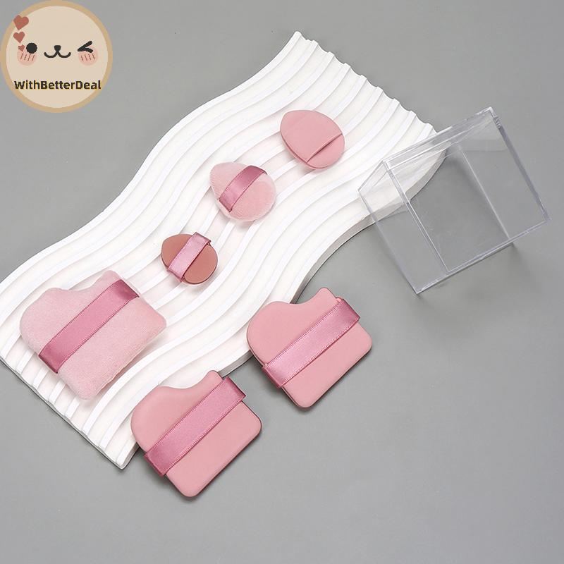 BETTER 6 ชิ้น/เซ็ตสีชมพูแป้งพัฟ Mini Thumb Powder Puff คอนซีลเลอร์ Blusher แห้งและเปียกแต่งหน้าเครื่