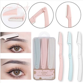 3Pcs set Portable Eyebrow Trimmer Foldable Hair Remover Set Eyebrow Blades Shaping set