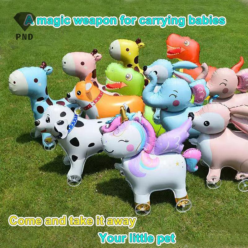 PND การ์ตูนสัตว์ Stand Up อลูมิเนียมฟิล์มบอลลูนล้อ Tiger Giraffe Elephant Birthday Party ตกแต่ง raoog - รูปที่ 5