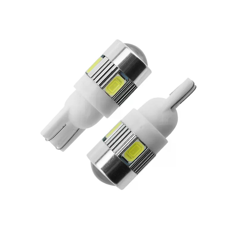 10pcs T10 168 194 รถ Wedge ด้านข้างหลอดไฟสีขาว 6000K Auto Dome ประตูแผนที่ไฟ 5630 6SMD 10SMD 6 Smd D