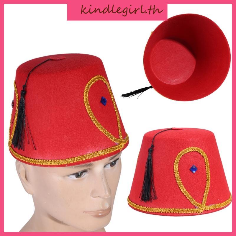 KING Fez Hat Moroccan Themed Hat Headpiece สไตล์ตุรกีและโมร็อกโกที่ไม่ซ้ําใคร