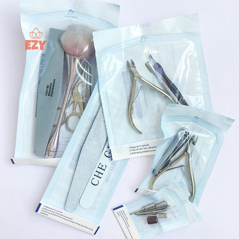 EZY 100pcs Self-Sealing ฆ่าเชื้อ Pouches กระเป๋า 4 ขนาดทิ้งเล็บ Tattoo ฆ่าเชื้ออุปกรณ์เสริมเล็บเครื่องมือเก็บกระเป๋าใหม่