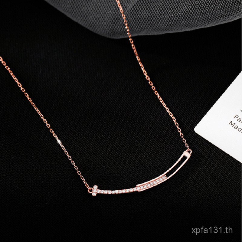 S925 หญิง Smile Clavicle Design เพชรเงินสเตอร์ลิงหน้ายิ้มแฟชั่น Zhen Niche เงินหรูหราสร้อยคอ High-En