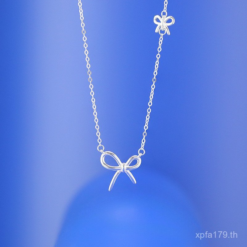 หญิงขายส่ง High-End Clavicle Chain S925 โบว์หวานเงินสเตอร์ลิงออกแบบ All-Match Niche Simple Classy สร