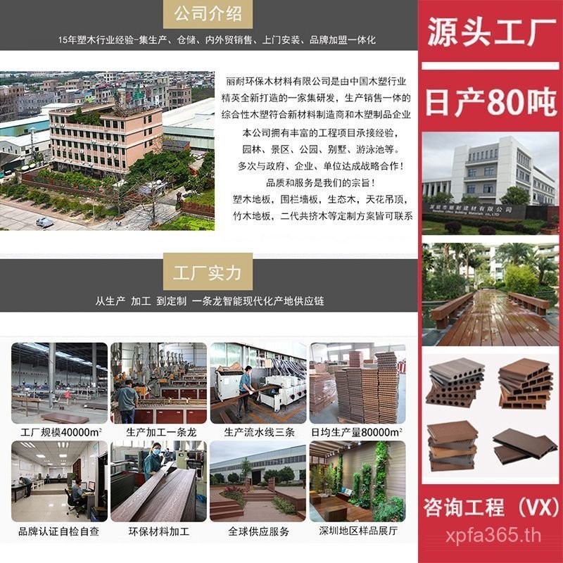 ขายส่ง Second-Generation Sharing Terrace รอบรู Courtyard ไม้สวนวิศวกรรมไม้พลาสติกกลางแจ้งไม้พลาสติกช