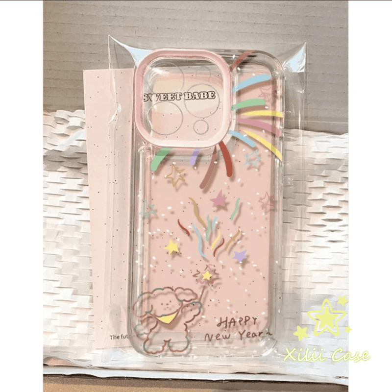 สำหรับIPhone 17 15 13 11 12 16 14 Pro Max XR XS Max 7 8 Plus SEเคสใสรูปม้าน้อยนำโชคลาภและความเจริญรุ่งเรืองสำหรับปีใหม่