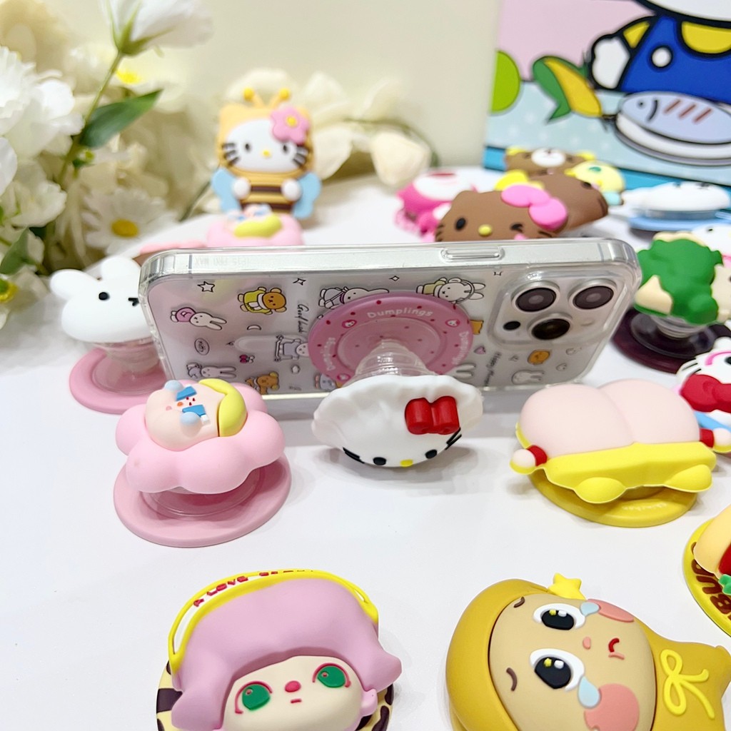 Magnetic Attraction ผู้ถือโทรศัพท์น่ารัก 3D Hello Kitty Twinkle Star Bear Design Kickstand Girly น่ารักรอบสําหรับ Naked โทรศัพท์มือถือ Magsafe กรณีพับ Anti-drop PC Bracket - รูปที่ 2