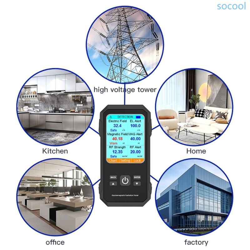 Soc* เครื่องตรวจจับรังสีแม่เหล็กไฟฟ้า EMF Reader Meter Digital EMF Tester วัด