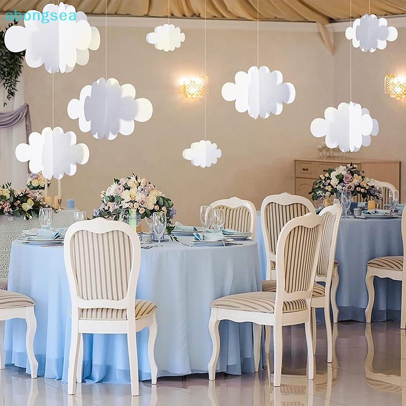 Abongsea 16 ชิ้น 3D Cloud ตกแต่งเมฆสีขาวสําหรับเพดาน Cloud Party ตกแต่ง Cloud เครื่องประดับเพดานตกแต่ง