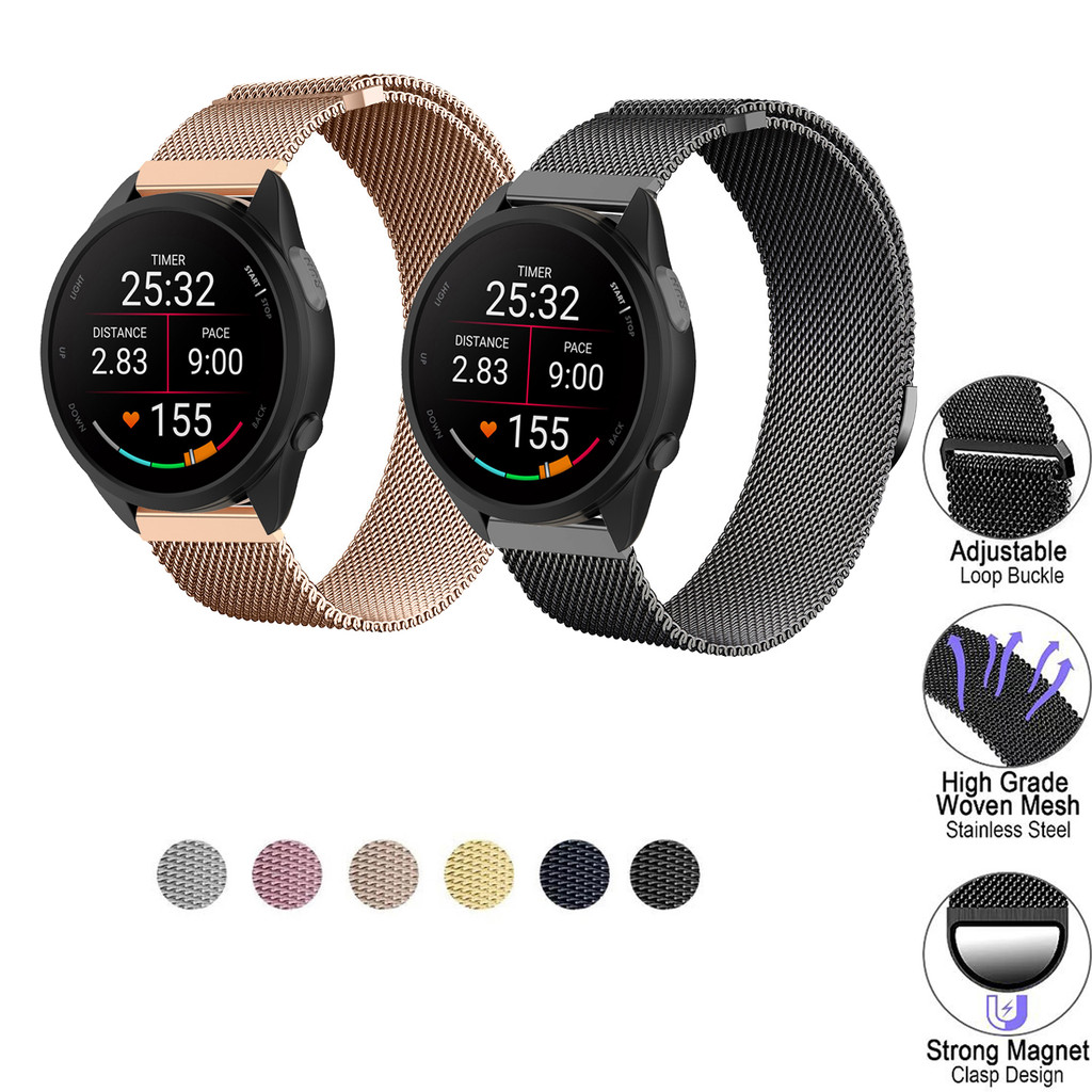 สาย Milanese สําหรับผู้เบิกทาง Garmin 70 170 265 255 245 255S 265S 245M 645M 55 158 165 เพลง 970 570 42 มม.47 มม.สแตนเลสสตีล Smart Watch Band