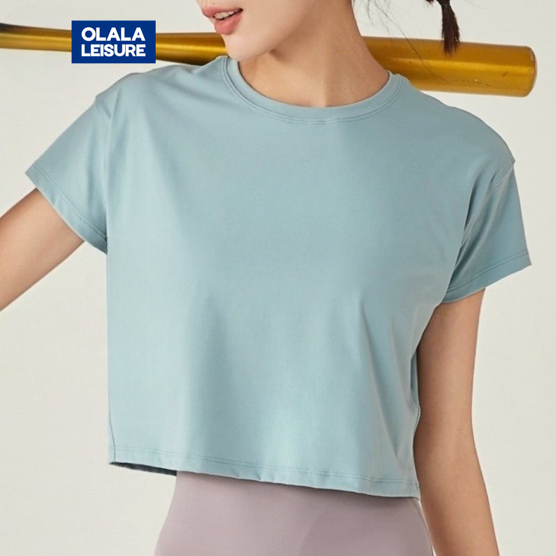 OLALA LEISURE เสื้อยืดสไตล์ยุโรป ระบายอากาศ แห้งเร็ว หลากสไตล์ สําหรับผู้หญิง