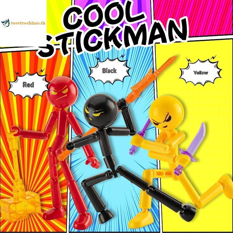 Tweettwehno 1 ชุดแปลก Action Figure Stickman ประกอบหุ่นยนต์ Movable 3d การพิมพ์ Mannequin Multi-jointed Stickman ของเล่น TH