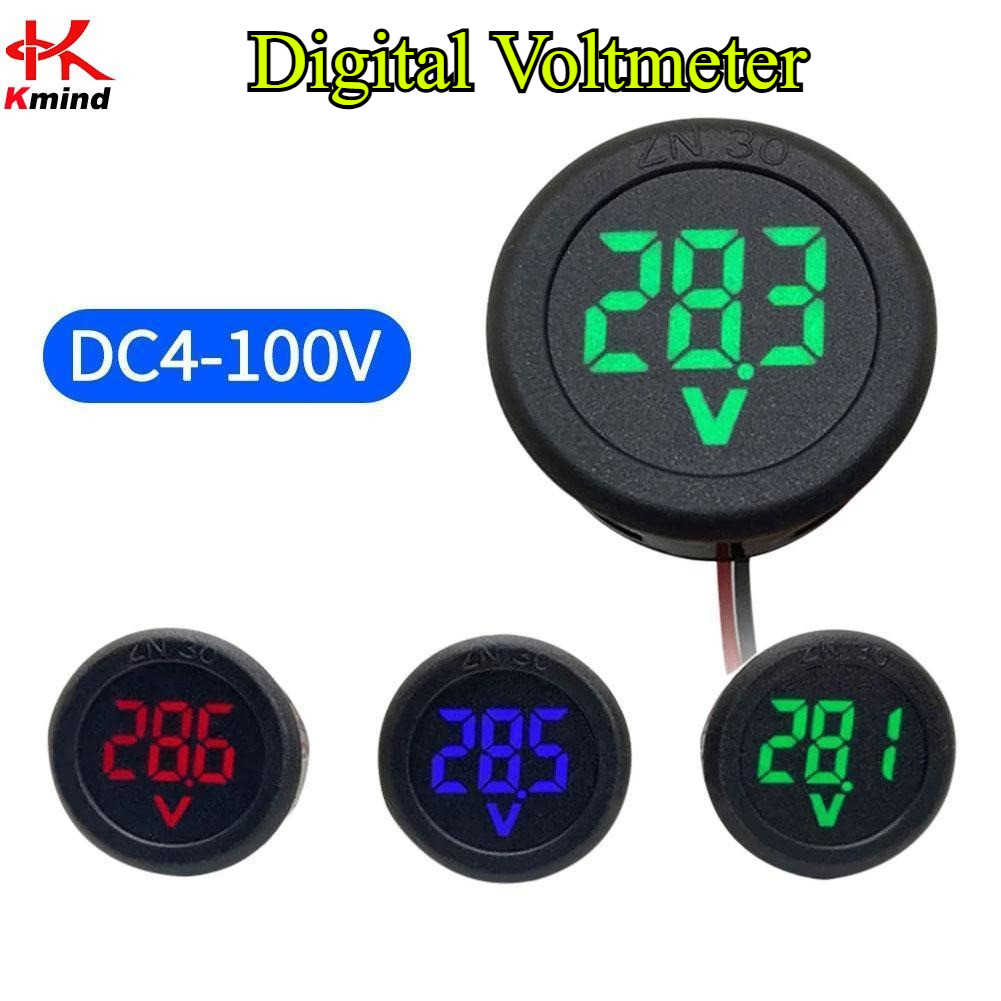 DC 5-100V LED จอแสดงผลดิจิตอลรอบเครื่องทดสอบโวลต์มิเตอร์แบบดิจิตอลโวลต์มิเตอร์ 2 สาย DC รถแรงดันไฟฟ้า Current Meter Tester Monitor Pane