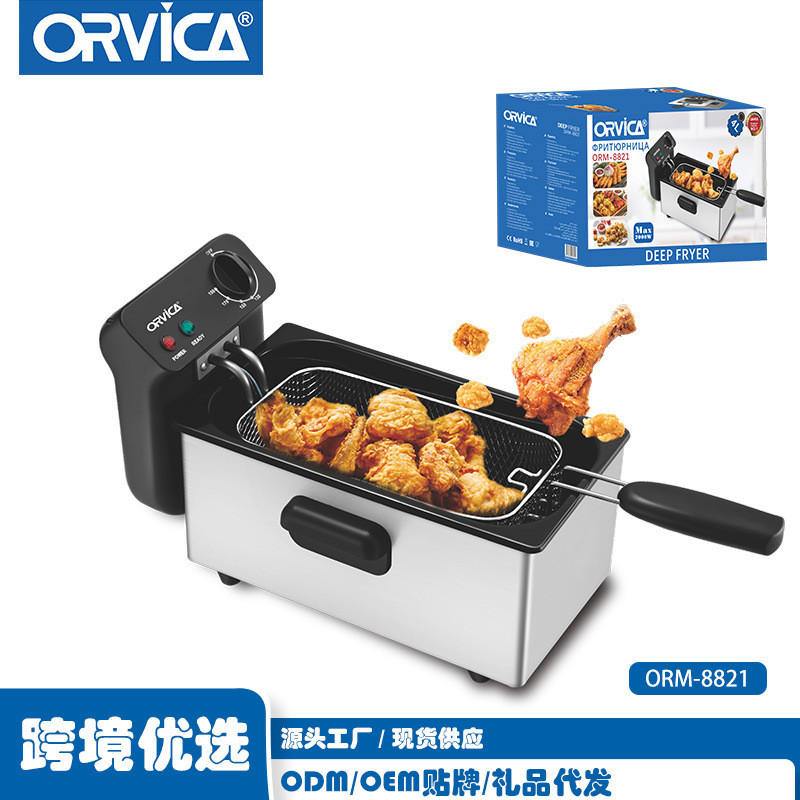 ORVICA ยุโรปมาตรฐาน Fryer หม้อทอดไฟฟ้า 3L หม้อทอดไฟฟ้า Fritter French Fries Maker ทอด String Pan อุณ