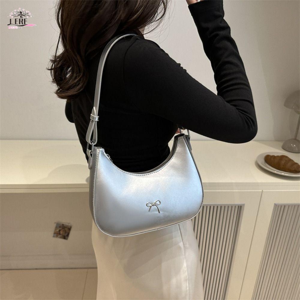 JEREMY1 Bowknot Armpit Bag, PU Leather Korean Bowknot Underarm Bag, Fashion Luxury New Design Sweet 