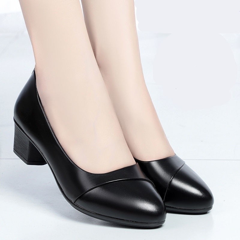 PK1 Hchai Shop Trend ผู้หญิง Wedges รองเท้าสีดําส้นรองเท้าผู้หญิงสไตล์เกาหลีรองเท้าผู้หญิง Lady หนัง