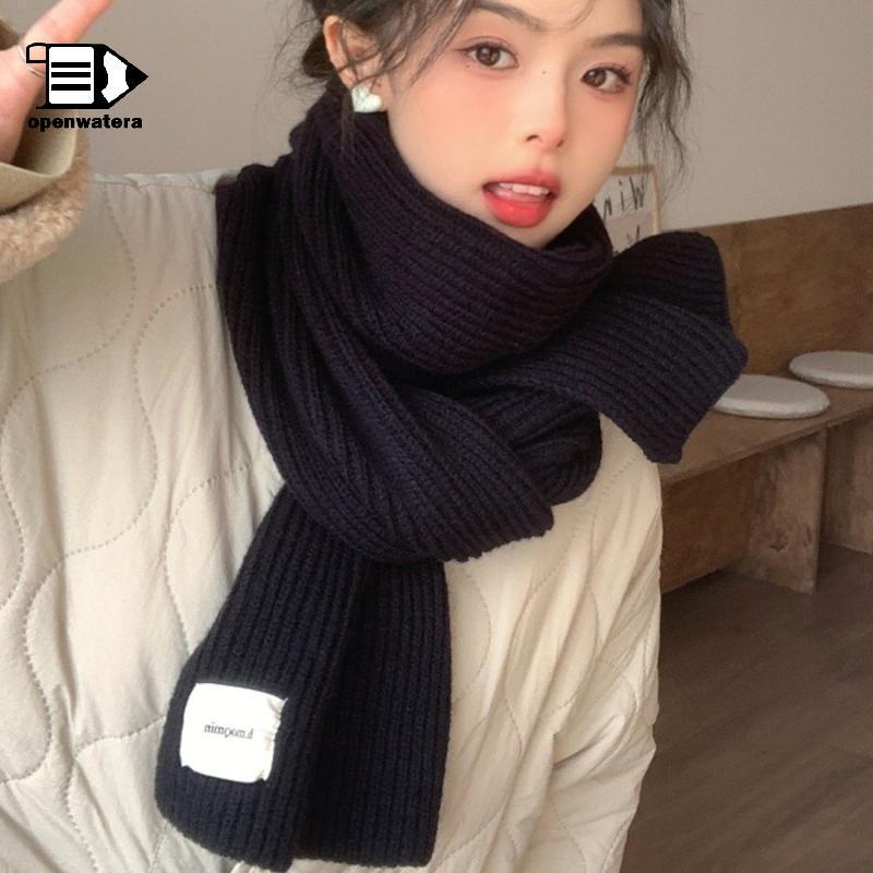 [GoodGirlm1] ผ้าพันคอถักผู้หญิงความร้อนแบบนุ่ม - เครื่องอุ่นคอสีทึบกันลม QQQ