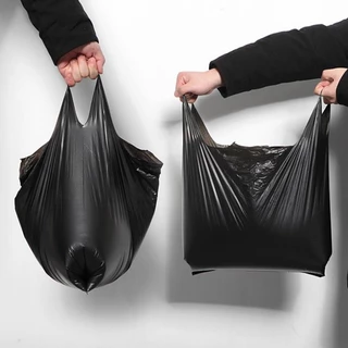【สามารถแขวนผนังได้ รุ่นทั่วไป ถุงสีดำ】50 ชิ้น ถุงขยะ มีหูหิ้ว 40 x46 cm HDPE คุณภาพ ไม่รั่วไม่ขาด trash ถุงดำ
